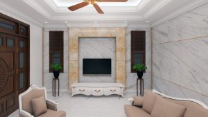 trang trí mảng tường sau tivi