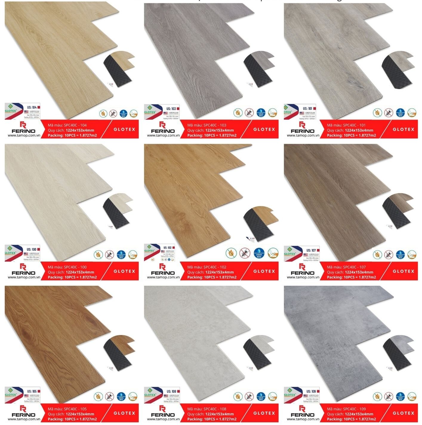 Sàn nhựa vân gỗ SPC Glotex