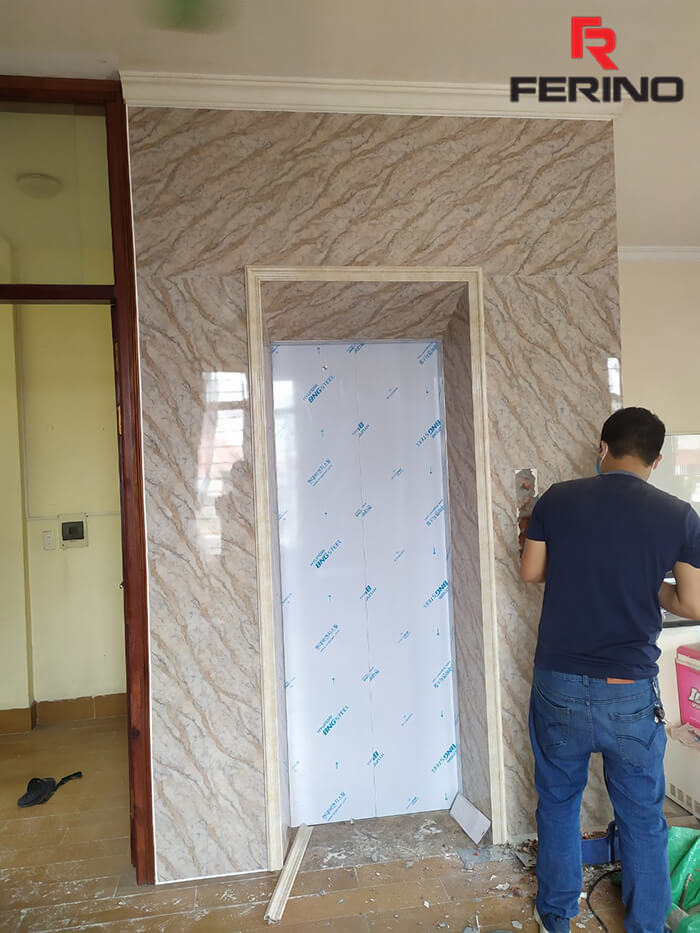 Hoàn thiện công trình ốp thang máy nhà của nhà anh Tùng