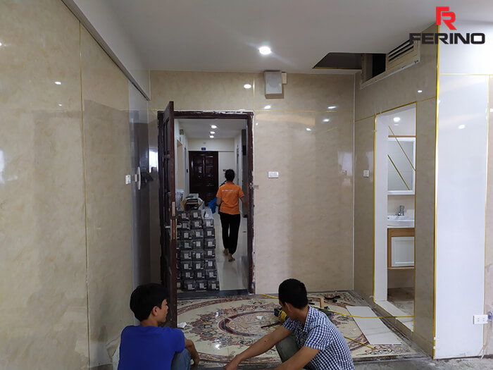 Thi công tấm ốp vân đá