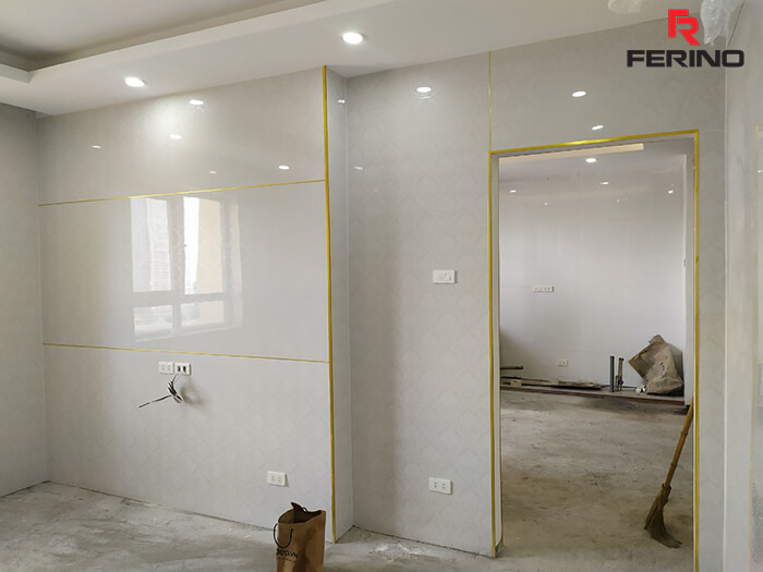 Thi công tấm PVC vân đá ốp tường tại Nguyễn Chánh Cầu Giấy Hà Nội