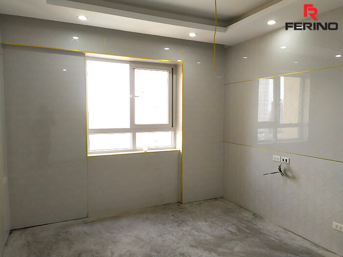 Thi công tấm PVC vân đá ốp tường tại Nguyễn Chánh Cầu Giấy Hà Nội