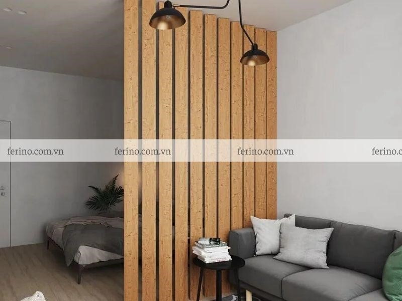 Chất liệu gỗ công nghiệp được dùng phổ biến để làm vách ngăn