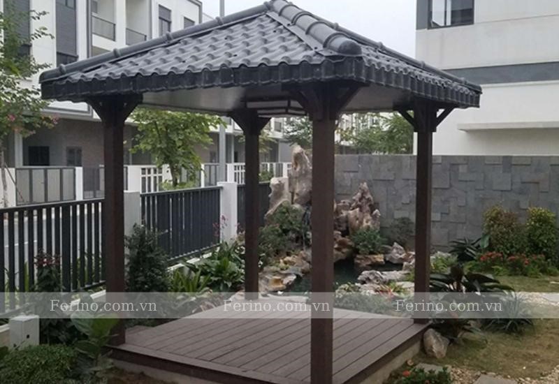 mẫu chòi lát gỗ nhựa hình vuông