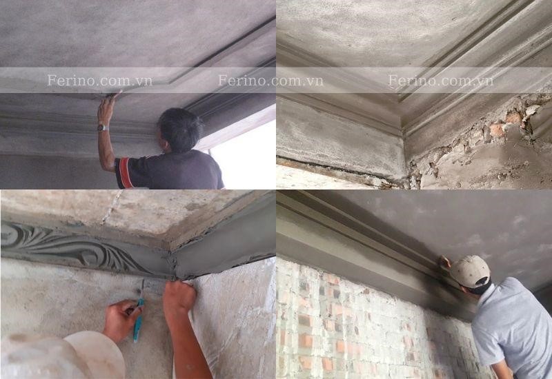 phào trần bằng xi măng