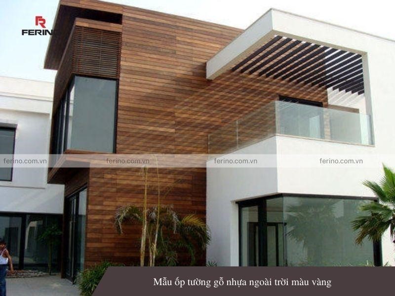 gỗ nhựa ốp tường màu vàng