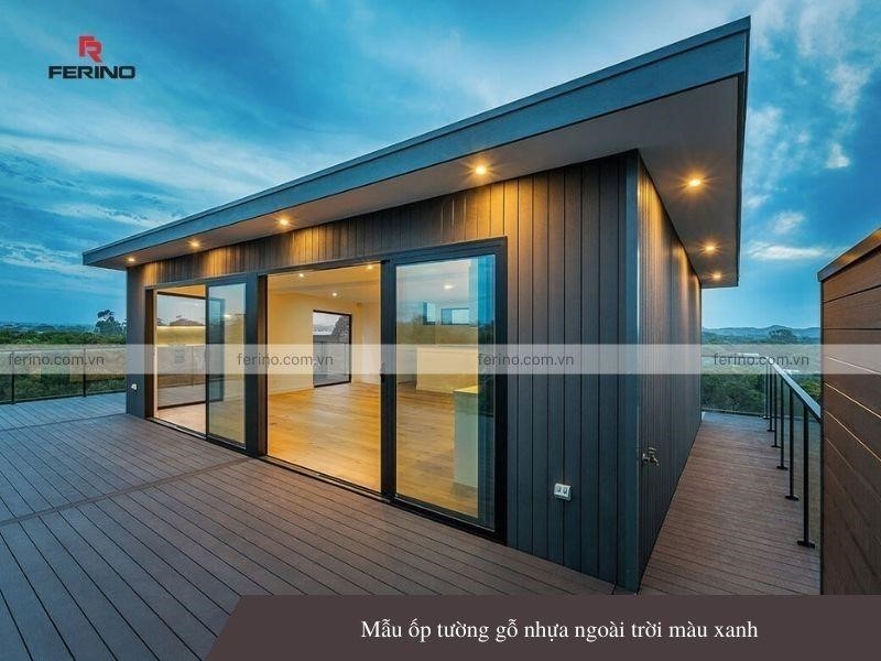 mẫu gỗ nhựa ngoài trời màu xanh