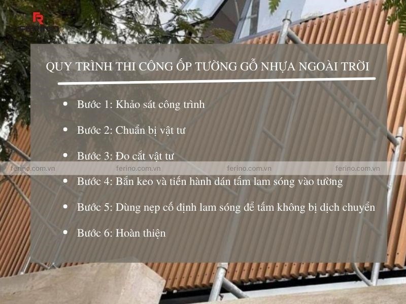 quy trình thi công ốp tường gỗ nhựa ngoài trời