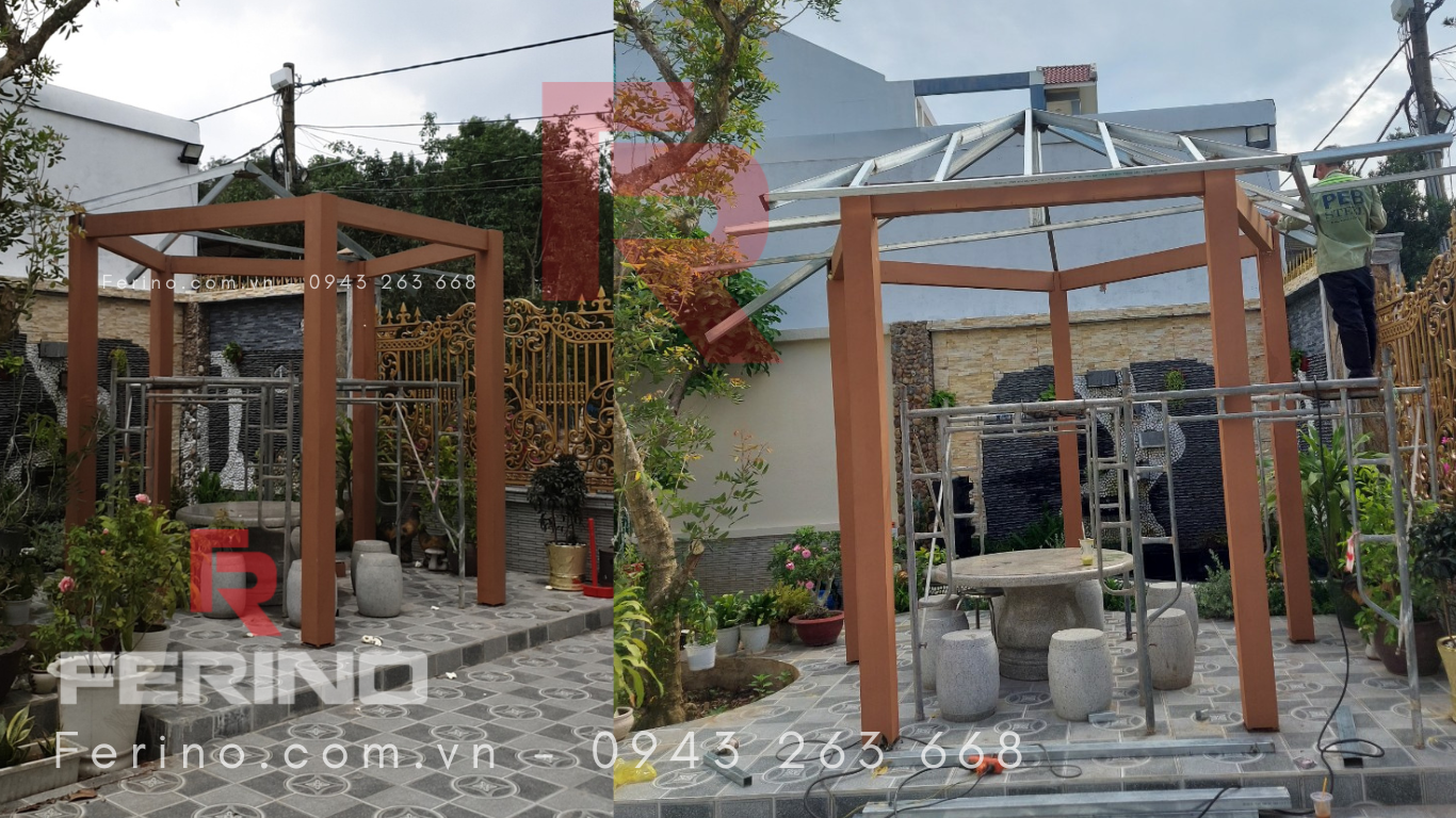 Dựng cột trụ gỗ nhựa