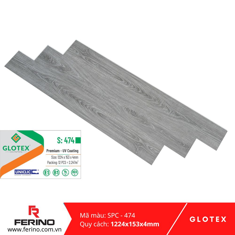 Sàn nhựa hèm khóa SPC-4mm S-474