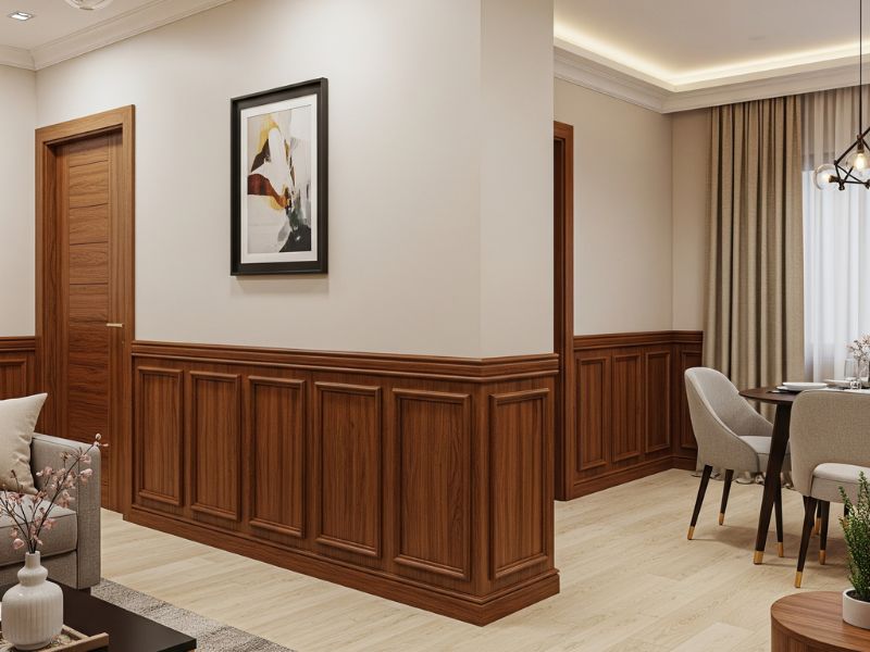 ốp gỗ phòng khách nhà ống