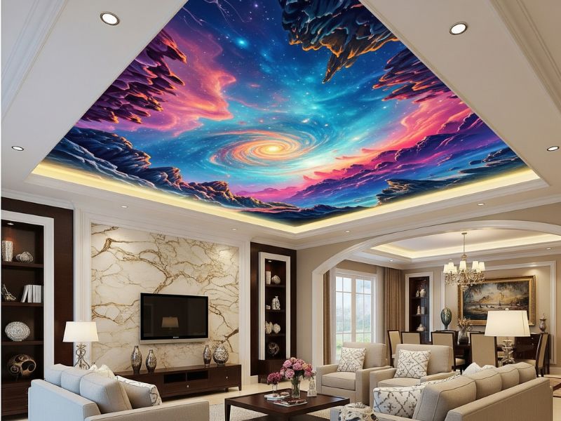 trang trí trần nhà phòng khách