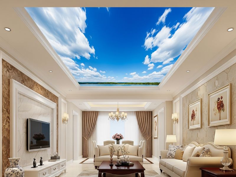 trang trí trần nhà phòng khách