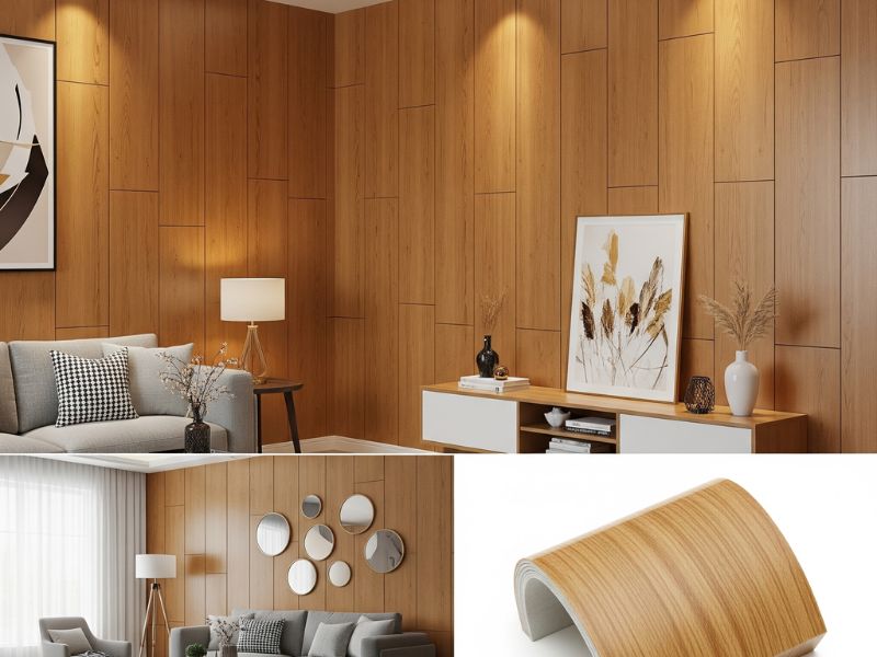 Lam nhựa giả gỗ ốp tường phòng khách