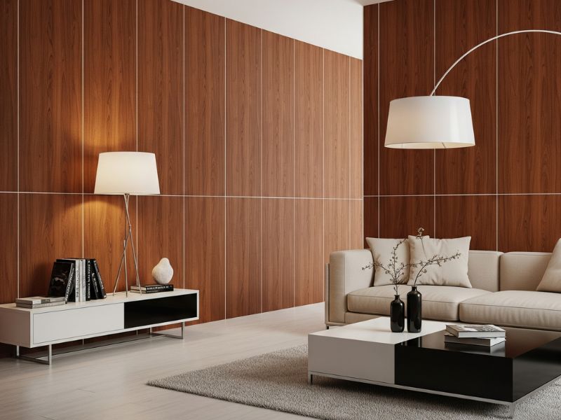 Lam nhựa giả gỗ ốp tường phòng khách