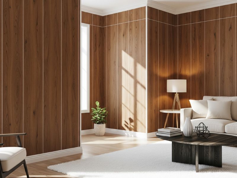 lam nhựa giả gỗ ốp tường phòng khách