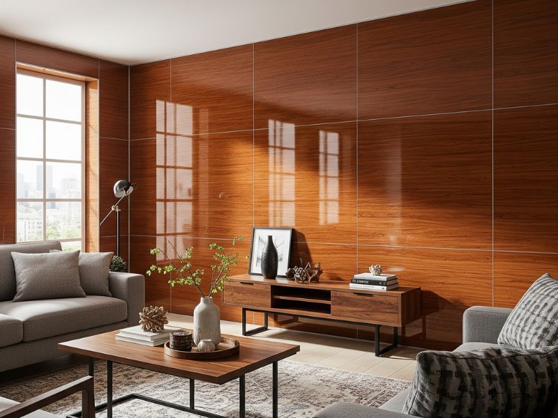 lam nhựa giả gỗ ốp tường phòng khách