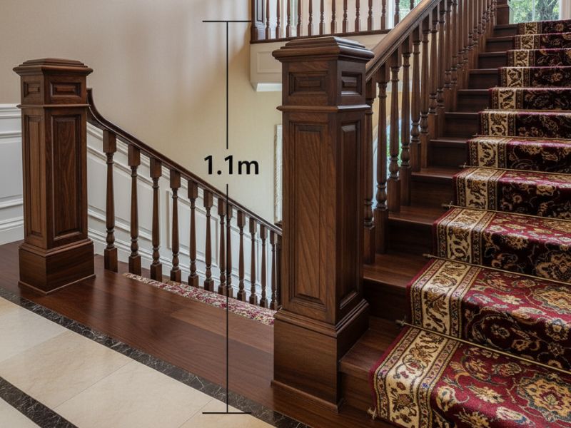 Kích thước trụ cầu thang gỗ vuông