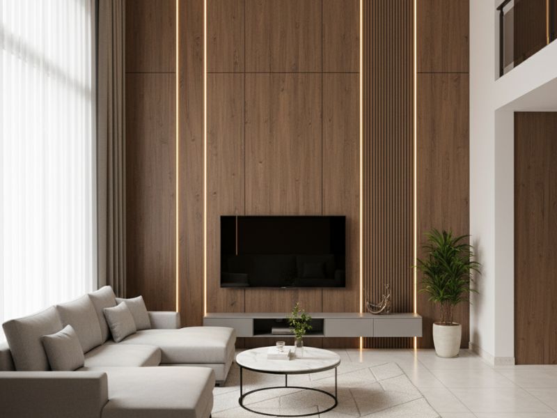 Mẫu phòng khách ốp nhựa PVC