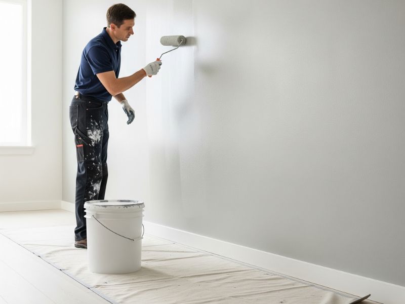 Xây vách ngăn phòng khách và bếp đơn giản