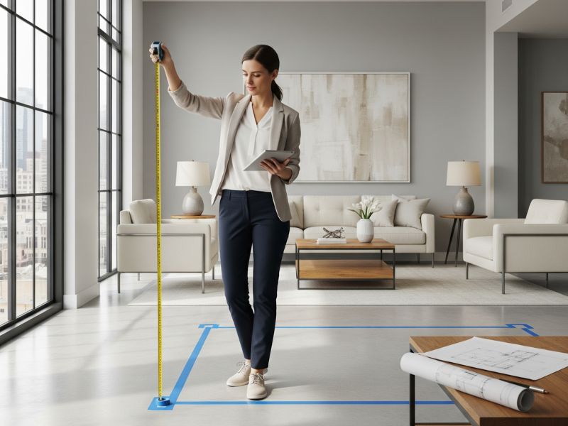 Xây vách ngăn phòng khách và bếp đơn giản