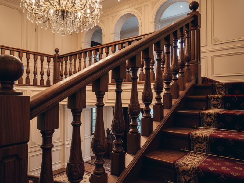 cách làm tay vịn cầu thang gỗ đẹp 