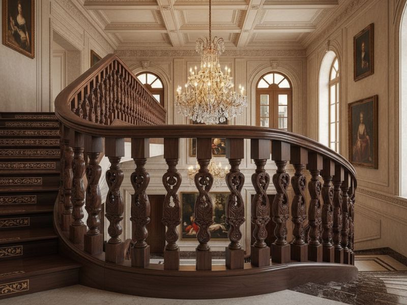 cách làm tay vịn cầu thang gỗ đẹp 