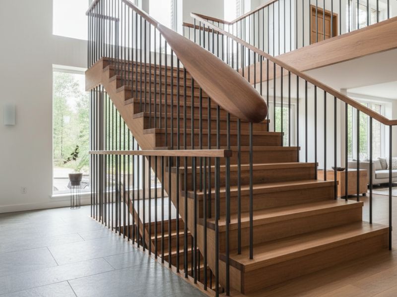 cách làm tay vịn cầu thang gỗ đẹp 