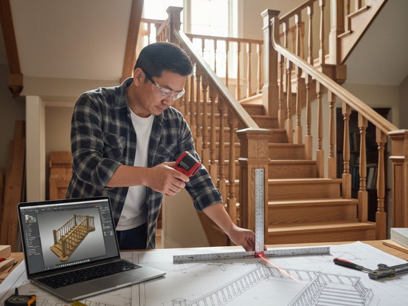 cách làm tay vịn cầu thang gỗ đẹp 