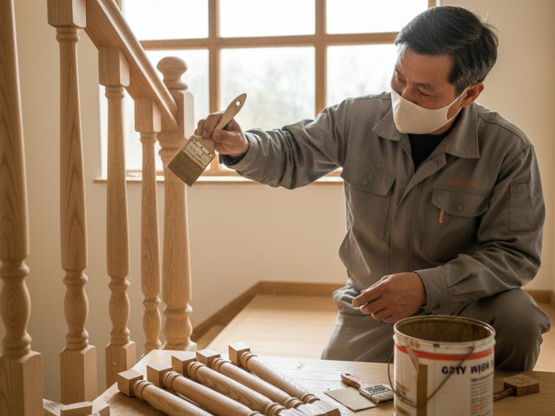 cách làm tay vịn cầu thang gỗ đẹp 