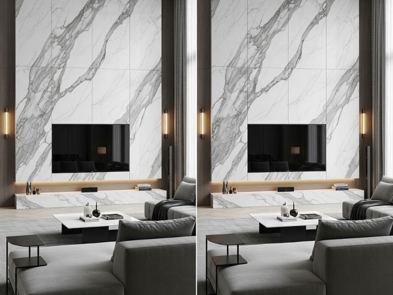 mẫu vách tivi nhựa nano