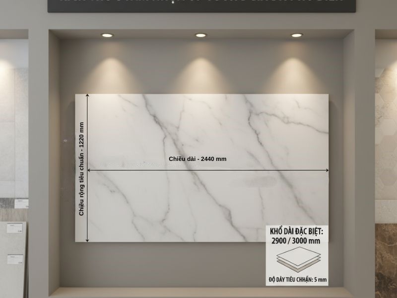 Kích thước tấm nhựa ốp tường giả đá