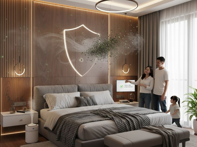 Mẫu phòng ngủ ốp nhựa Nano