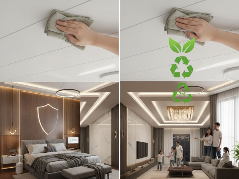 Mẫu trần nhựa giật cấp phòng khách