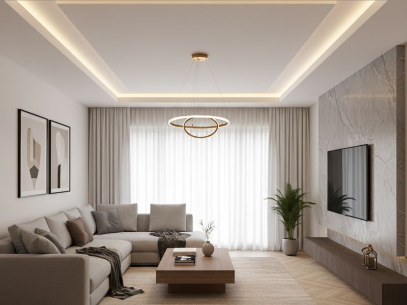 Mẫu trần nhựa giật cấp phòng khách