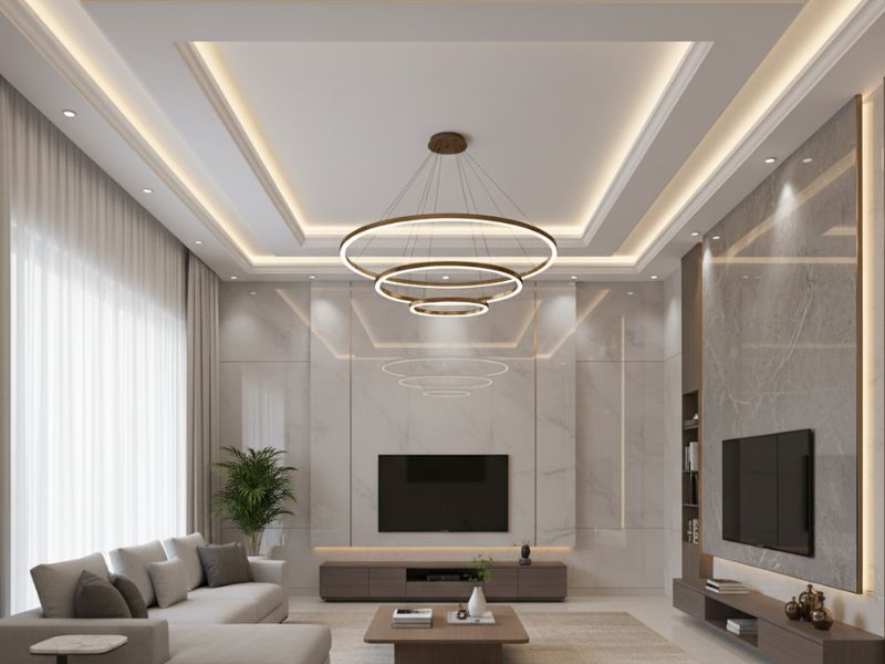 Mẫu trần nhựa giật cấp phòng khách