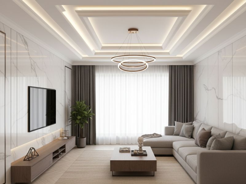 Mẫu trần nhựa giật cấp phòng kháchMẫu trần nhựa giật cấp phòng khách