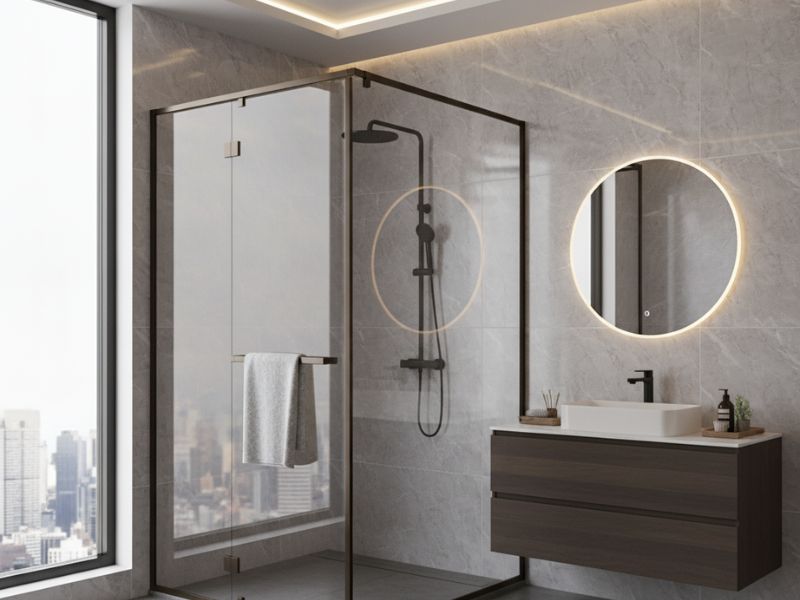 Vách ngăn phòng tắm bằng nhựa trong suốt