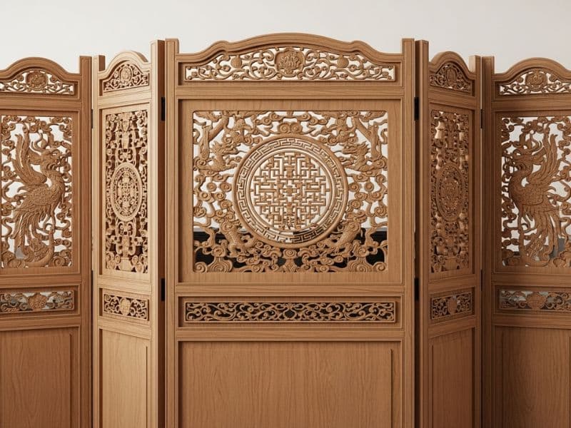 vách ngăn phòng thờ bằng gỗ công nghiệp