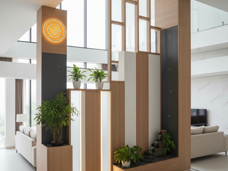 vách ngăn tam cấp phòng khách