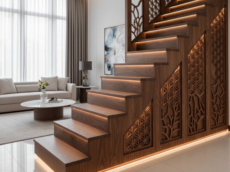 vách ngăn tam cấp phòng khách